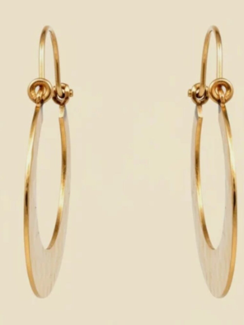 14K CRESCENT HOOP YELLOW GOLD EARRNGS